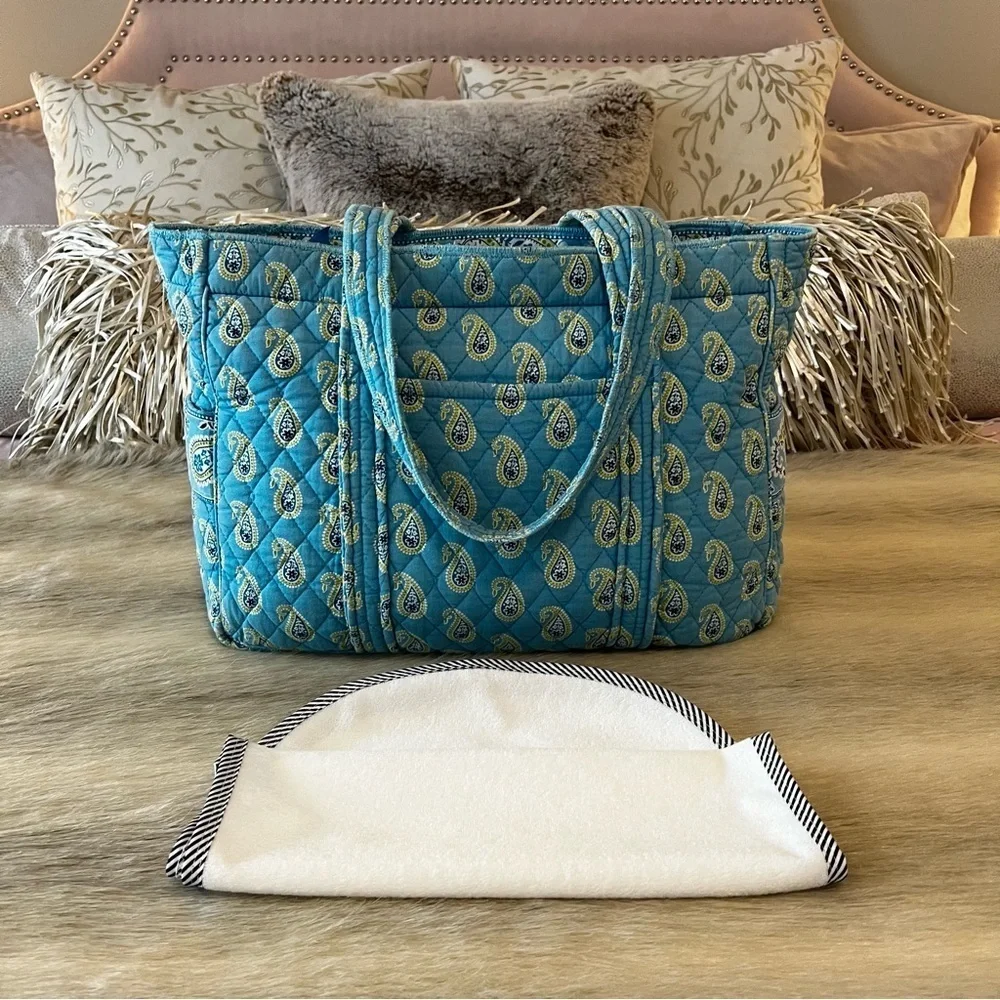 Vintage VERA BRADLEY Bermuda Blue 2005 Baby Bag Green Paisley Changing Pad Y2K